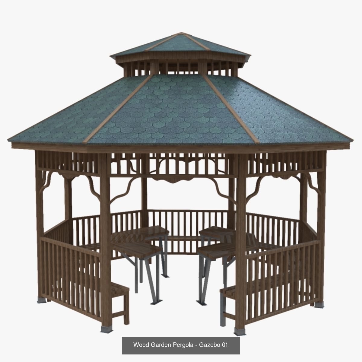 Wooden Garden Pergola Gazebo Arbor Collection VR / AR / low-poly | CGTrader