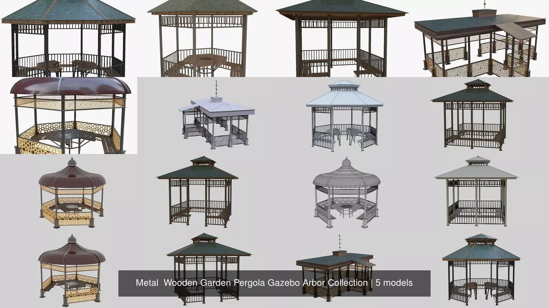 Metal  Wooden Garden Pergola Gazebo Arbor Collection _1