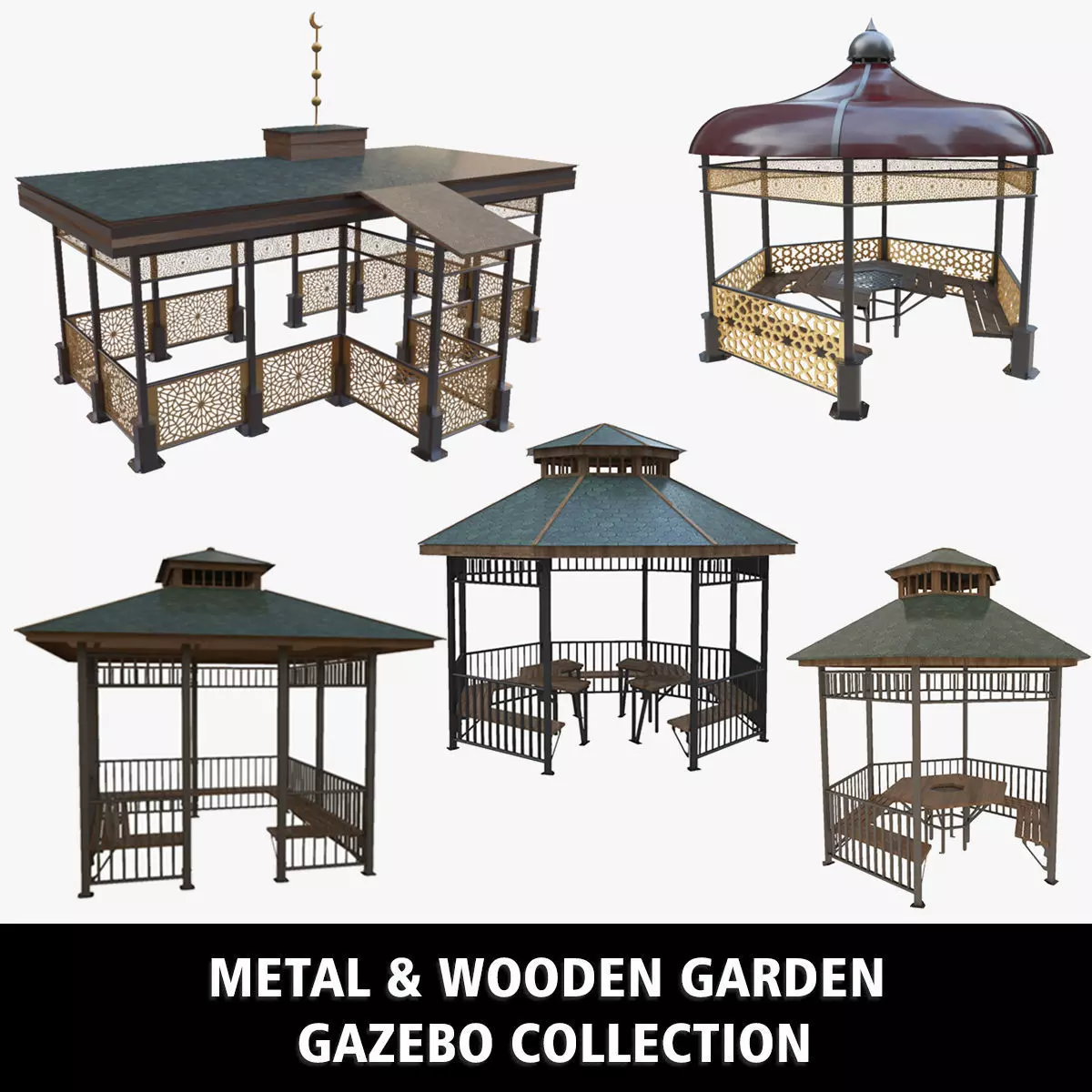 Metal  Wooden Garden Pergola Gazebo Arbor Collection _0