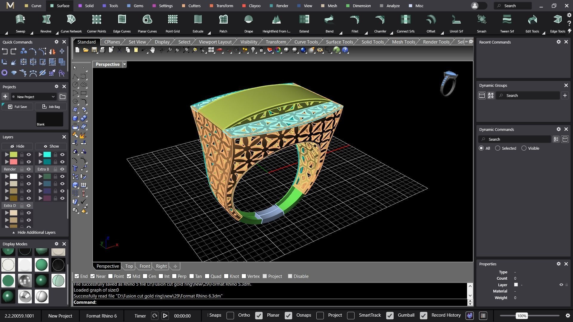 Rectangular fusion ring code 1009 3D print model_14