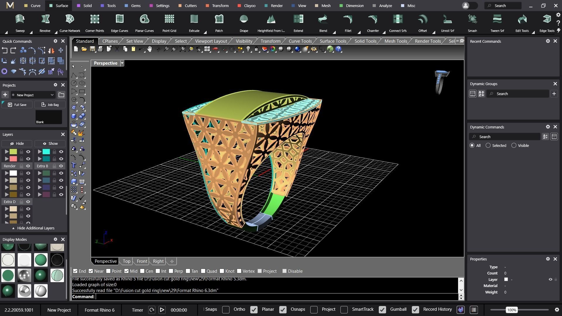 Rectangular fusion ring code 1009 3D print model_17