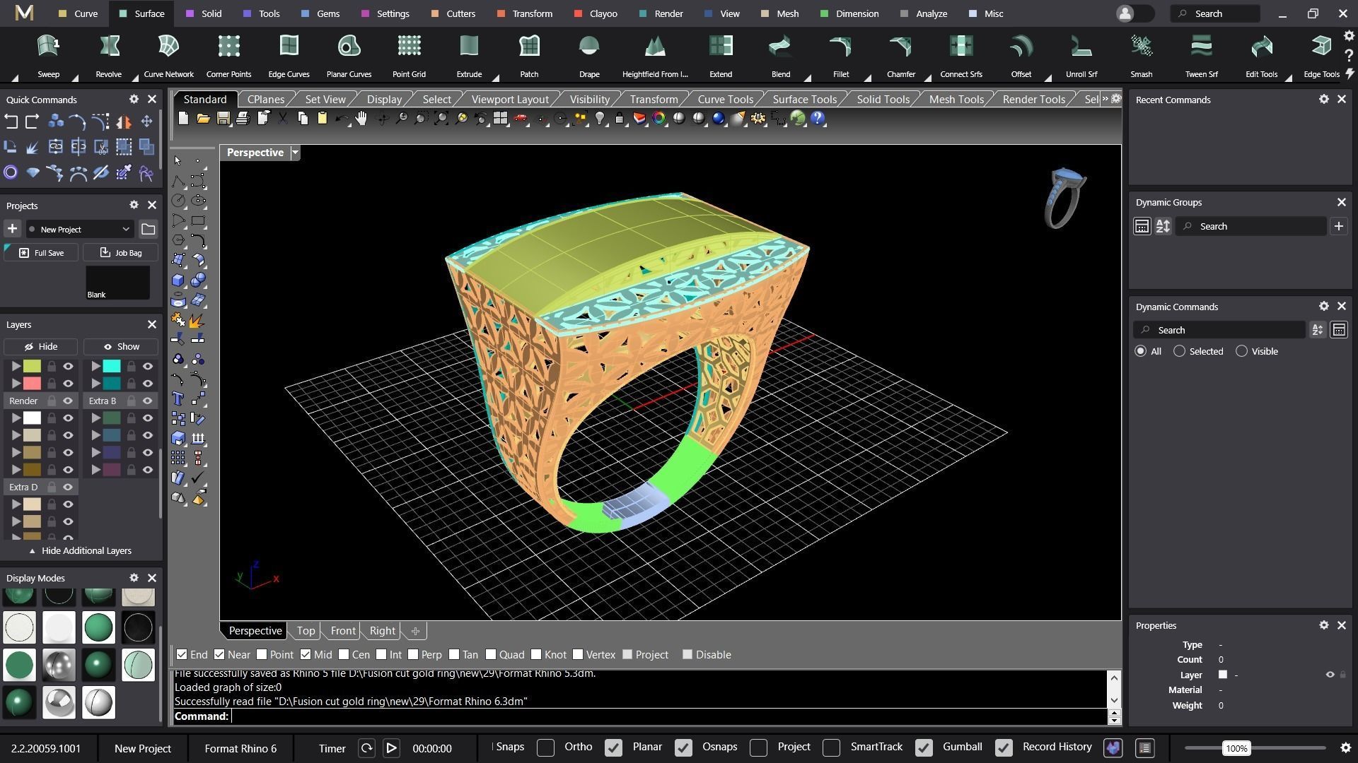 Rectangular fusion ring code 1009 3D print model_13