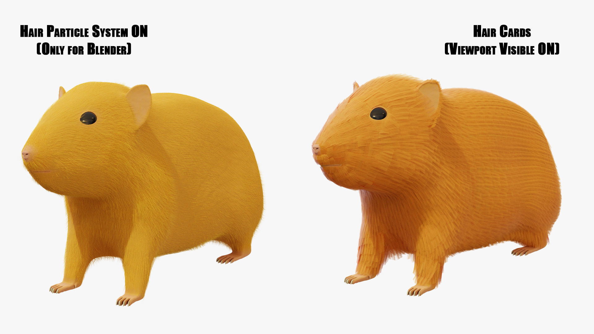 Hamster with Hair Cards and Fur Options Low-poly 3D model_6