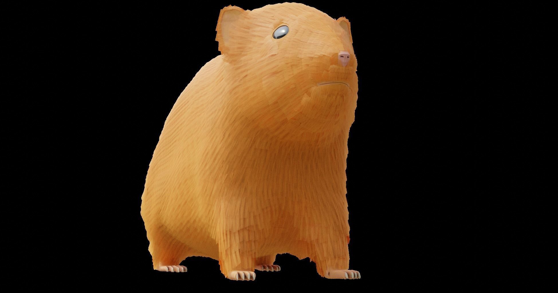 Hamster with Hair Cards and Fur Options Low-poly 3D model_56