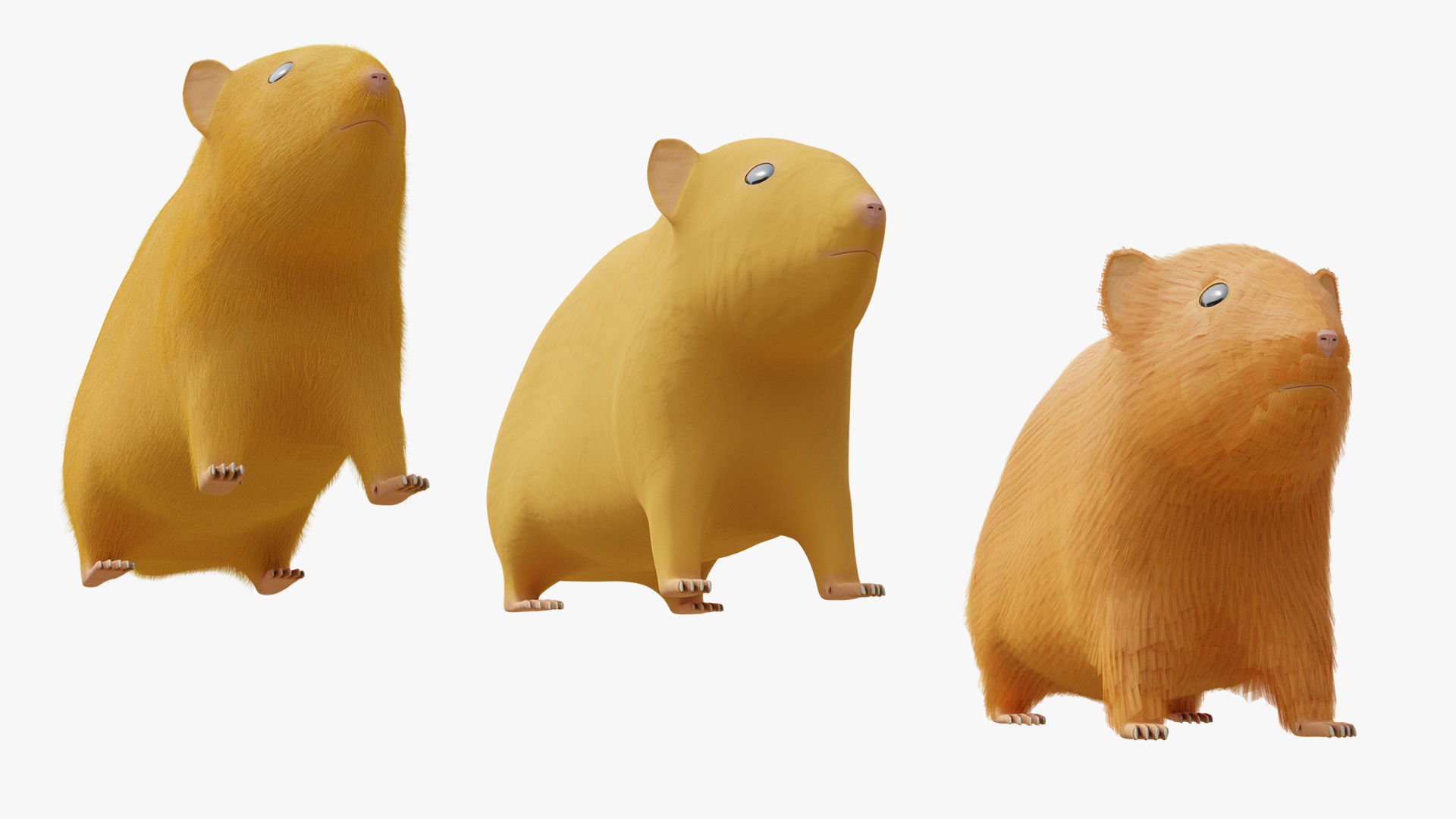 Hamster with Hair Cards and Fur Options Low-poly 3D model_7