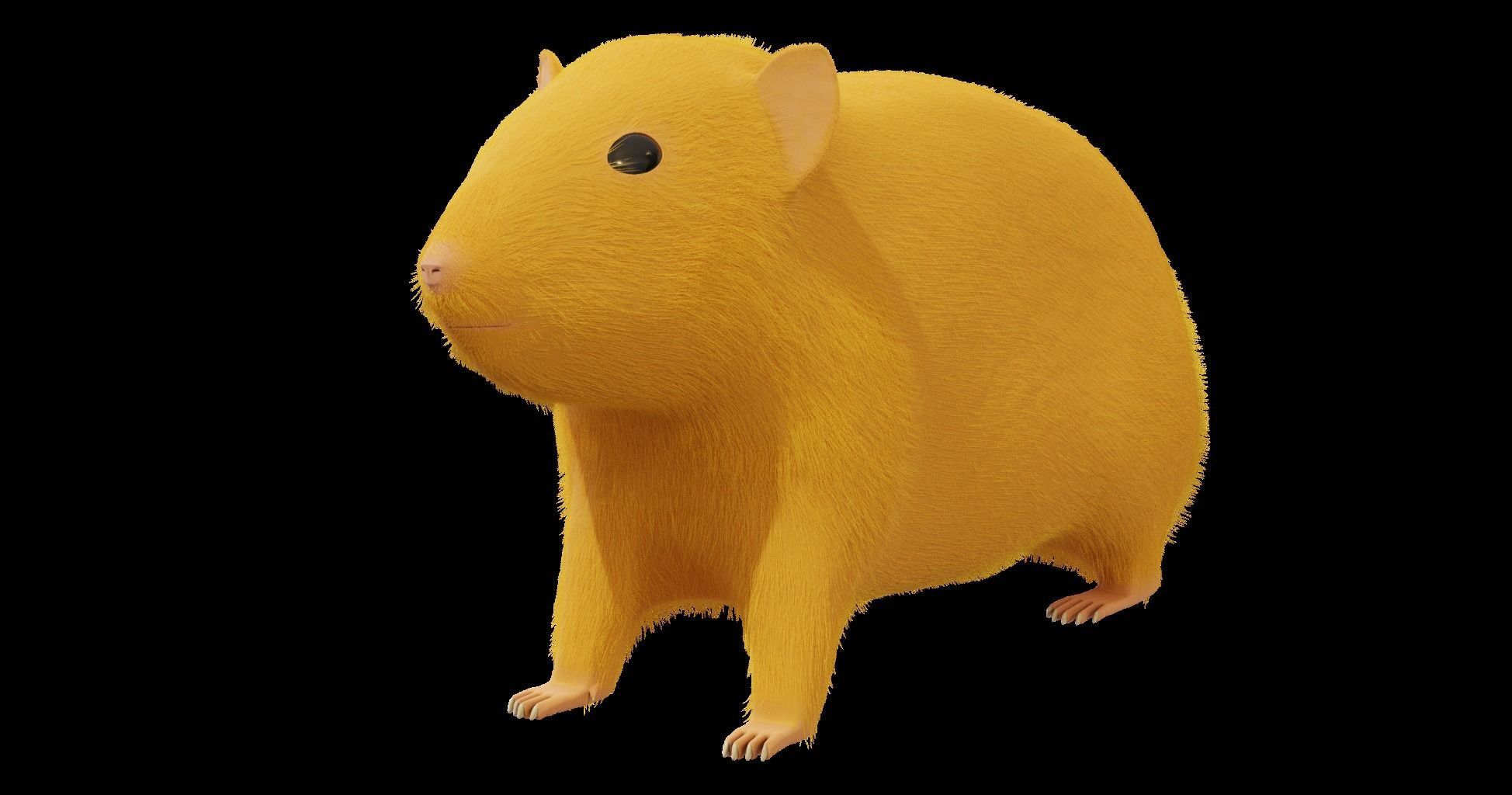 Hamster with Hair Cards and Fur Options Low-poly 3D model_44