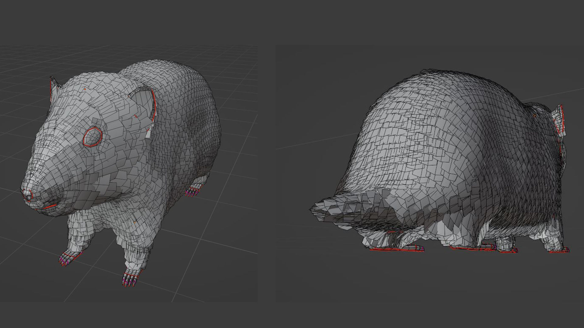 Hamster with Hair Cards and Fur Options Low-poly 3D model_19