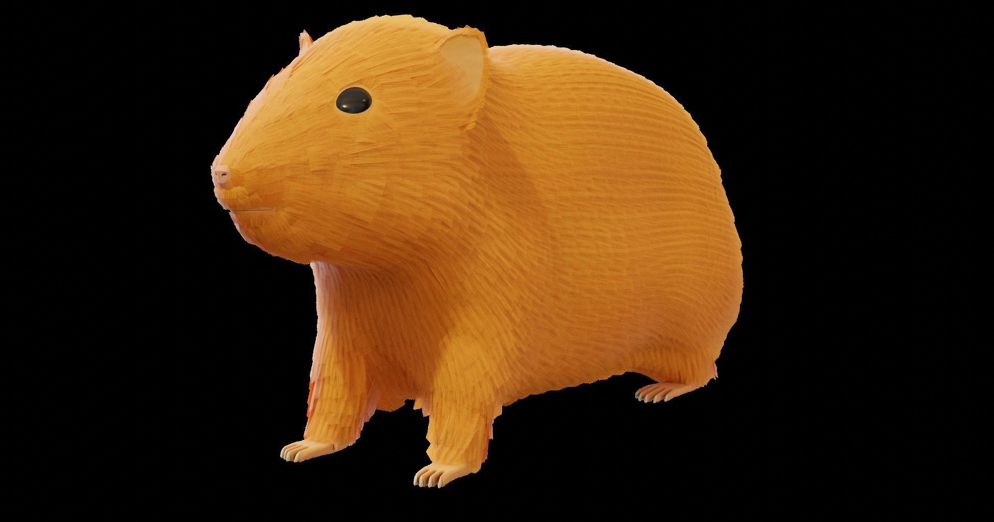 Hamster with Hair Cards and Fur Options Low-poly 3D model_42