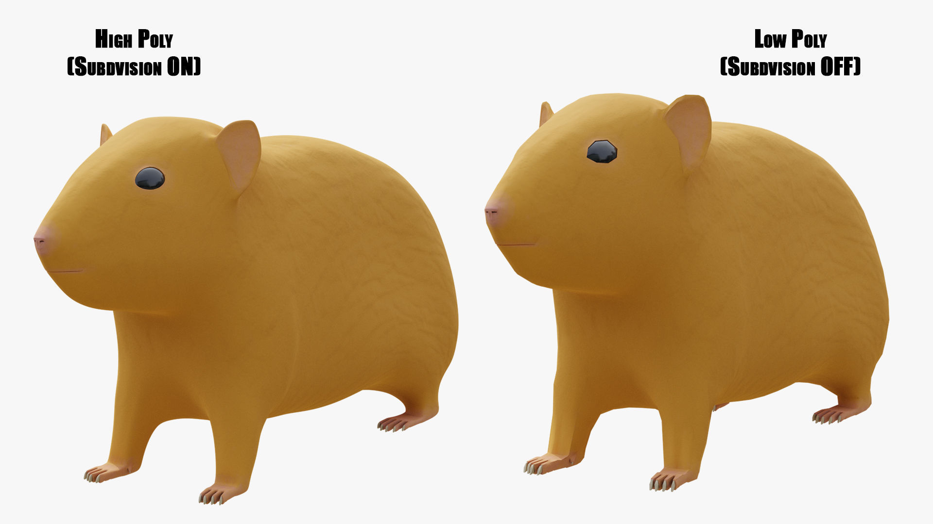 Hamster with Hair Cards and Fur Options Low-poly 3D model_5