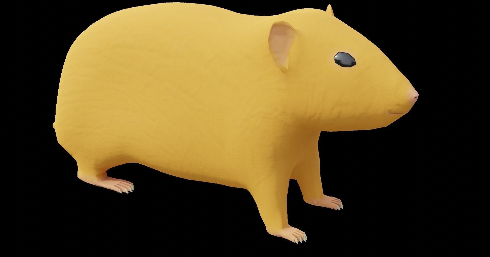 Hamster with Hair Cards and Fur Options Low-poly 3D model_50