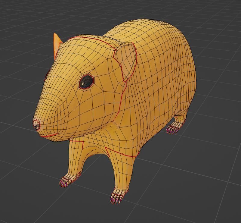 Hamster with Hair Cards and Fur Options Low-poly 3D model_26