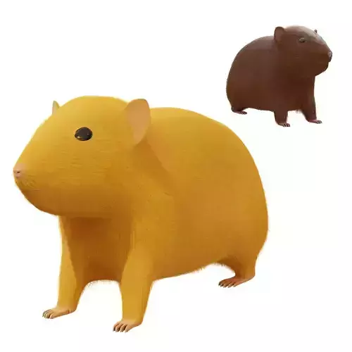 Hamster with Hair Cards and Fur Options Low-poly 3D model