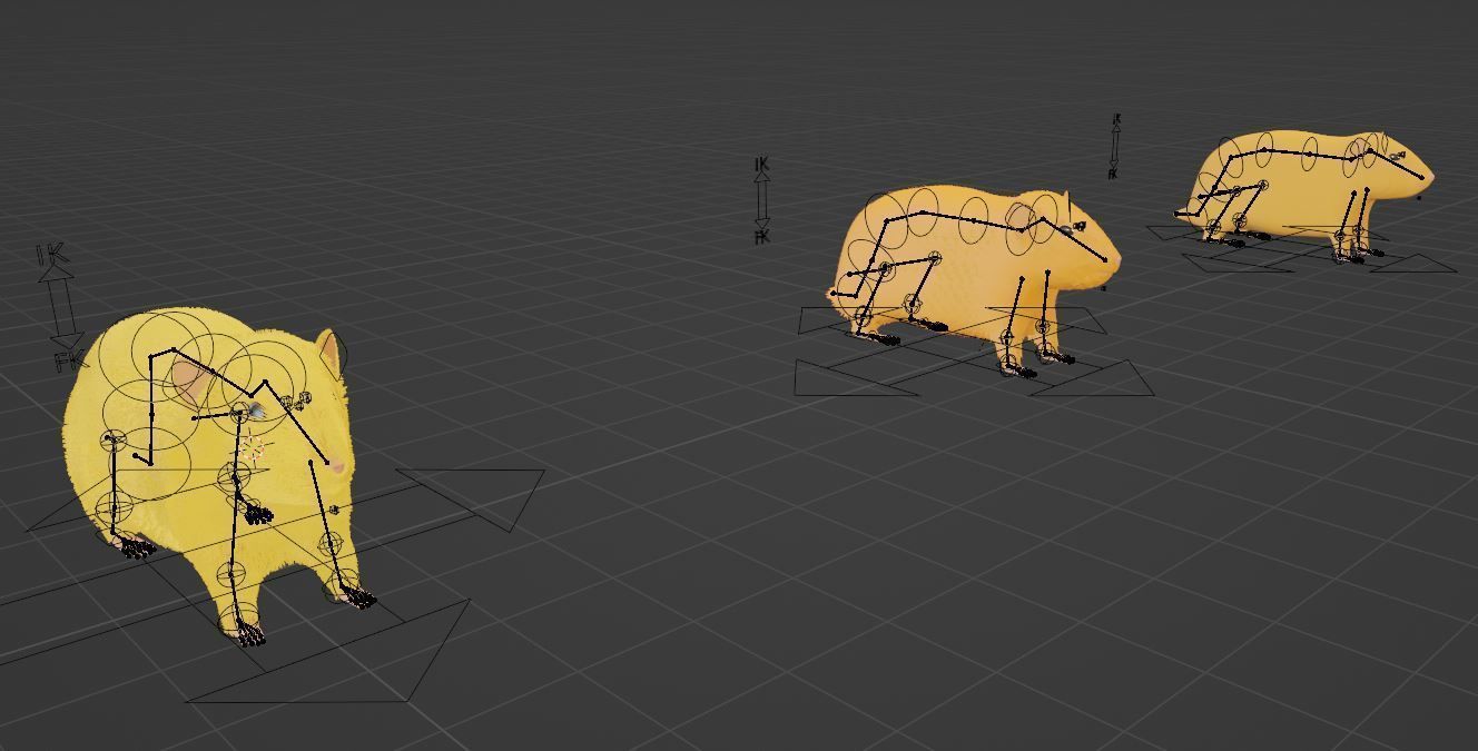 Hamster with Hair Cards and Fur Options Low-poly 3D model_37