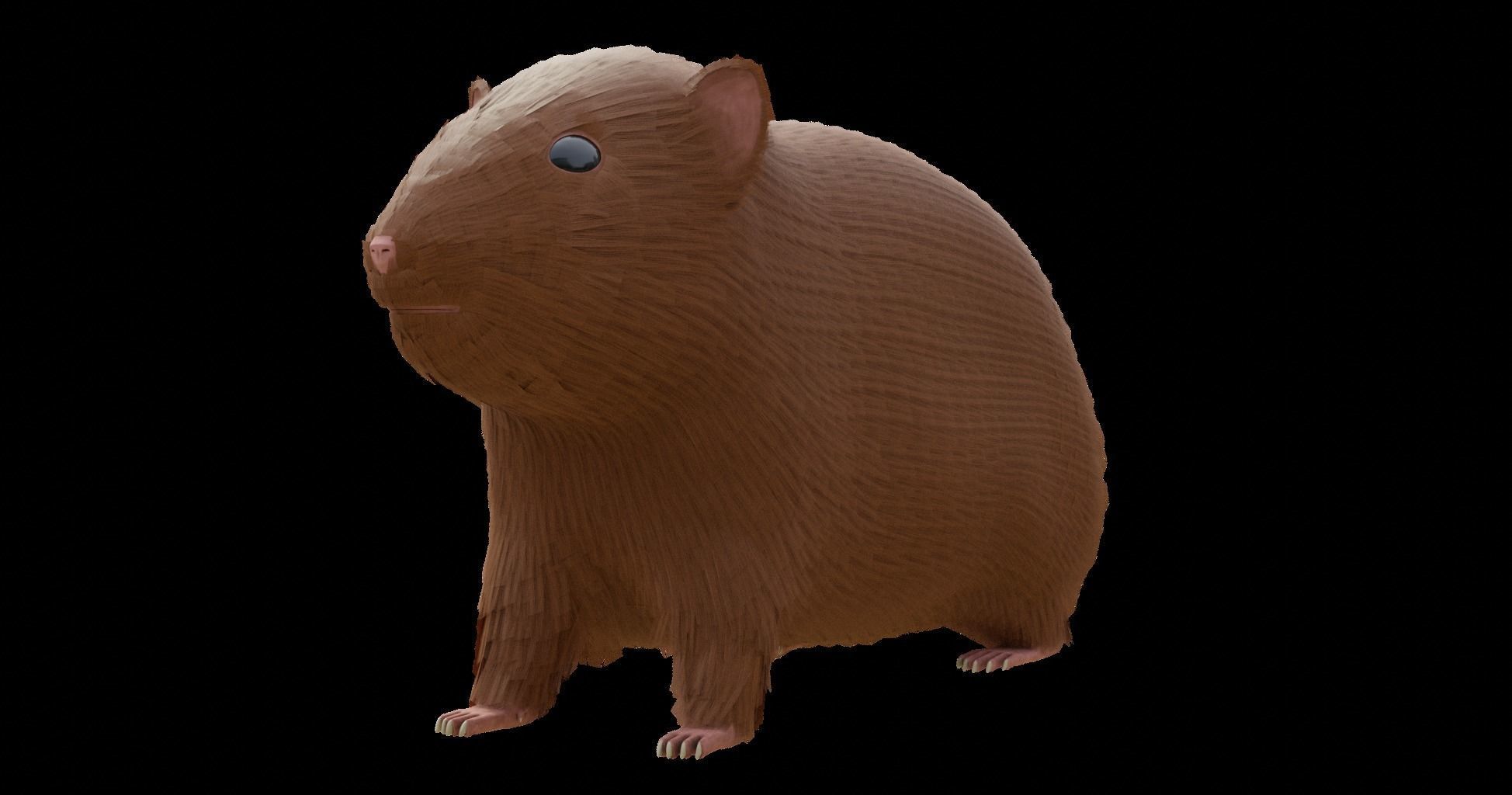 Hamster with Hair Cards and Fur Options Low-poly 3D model_57