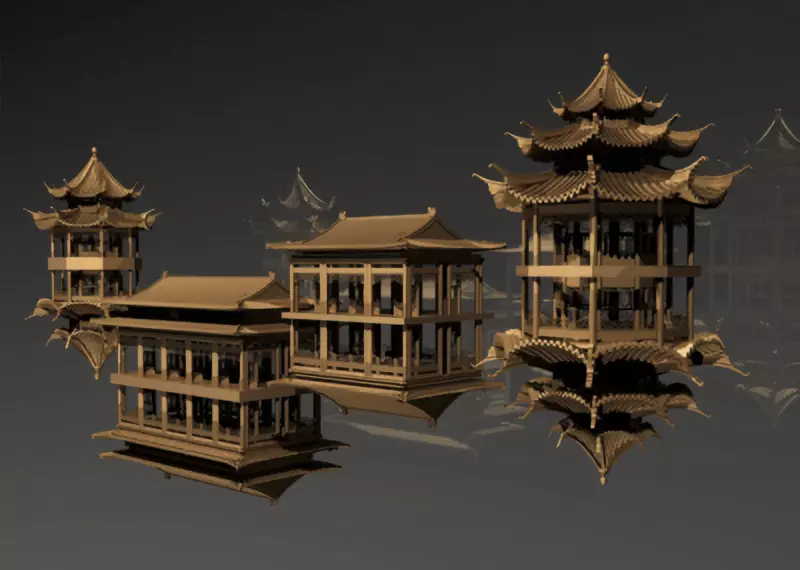 Chinese Ancient Pavilion 3D model_0