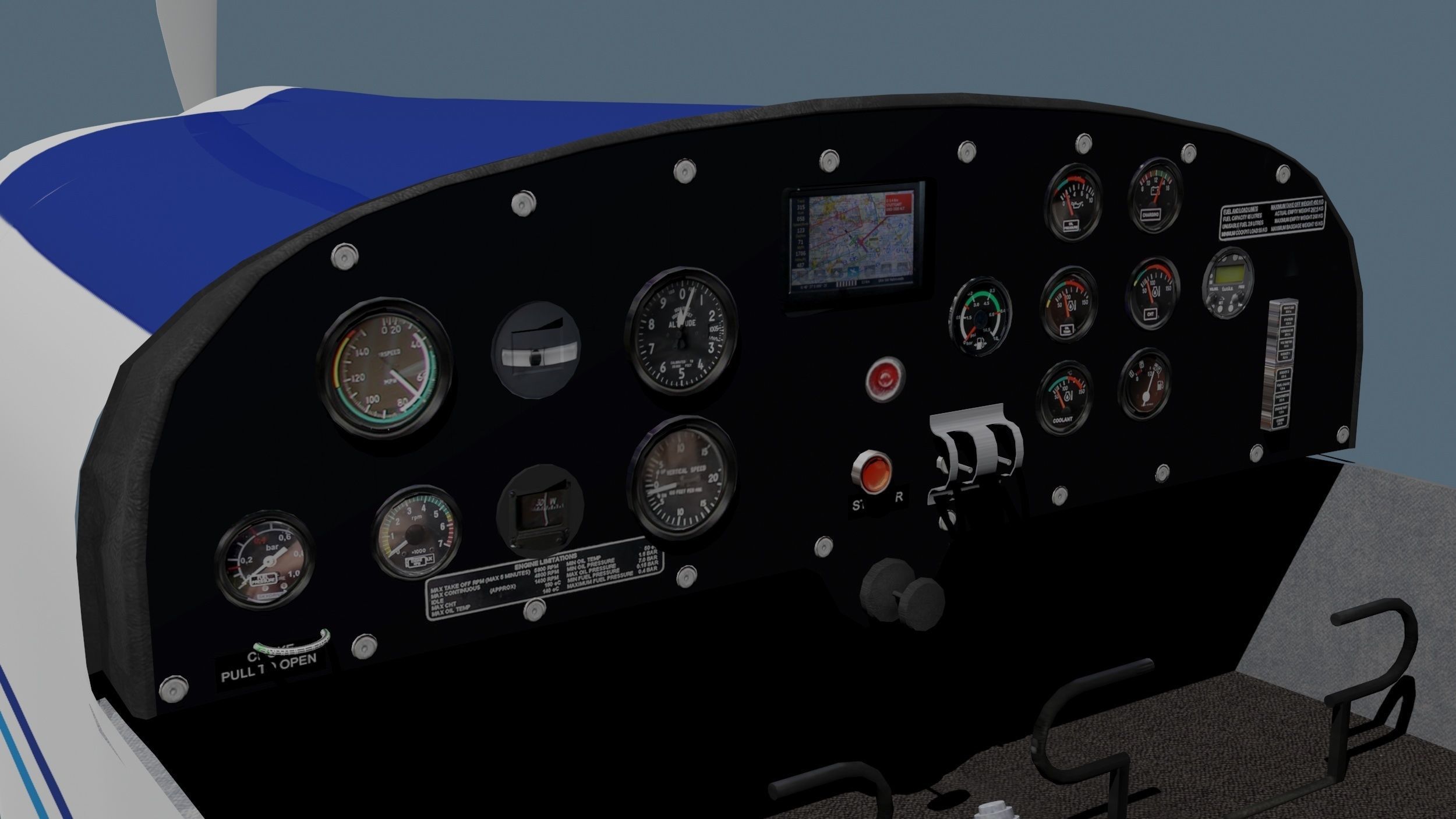 Evector EV 97 ultralight aircraft low-mid poly 3d model Low-poly 3D model_6