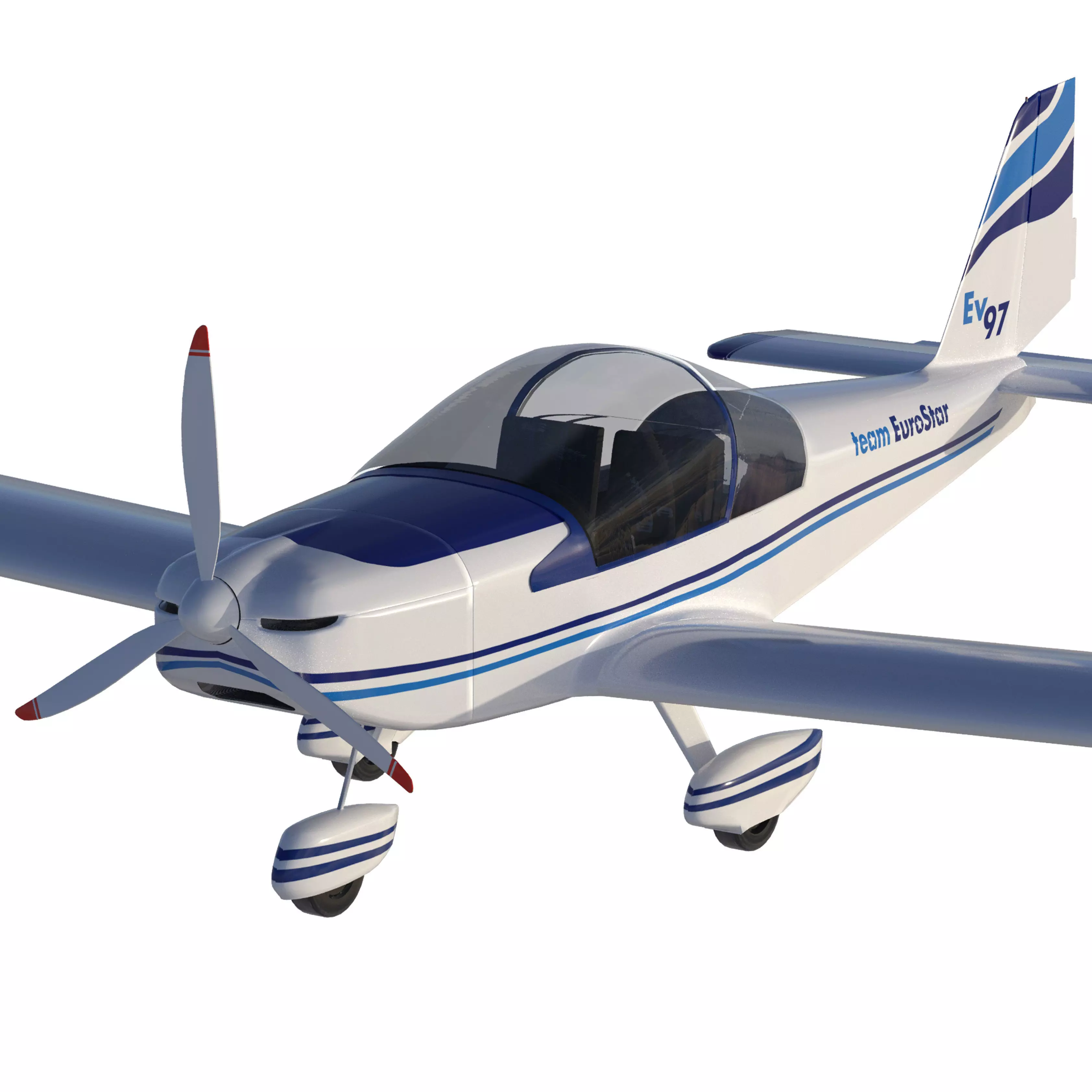 Evector EV 97 ultralight aircraft low-mid poly 3d model Low-poly 3D model_0