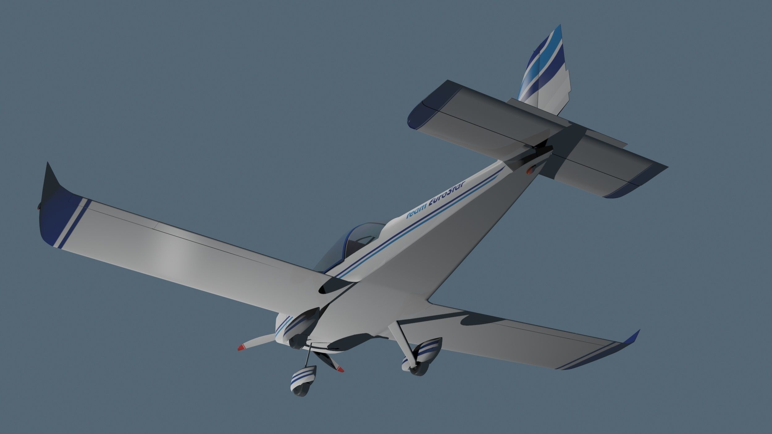 Evector EV 97 ultralight aircraft low-mid poly 3d model Low-poly 3D model_9