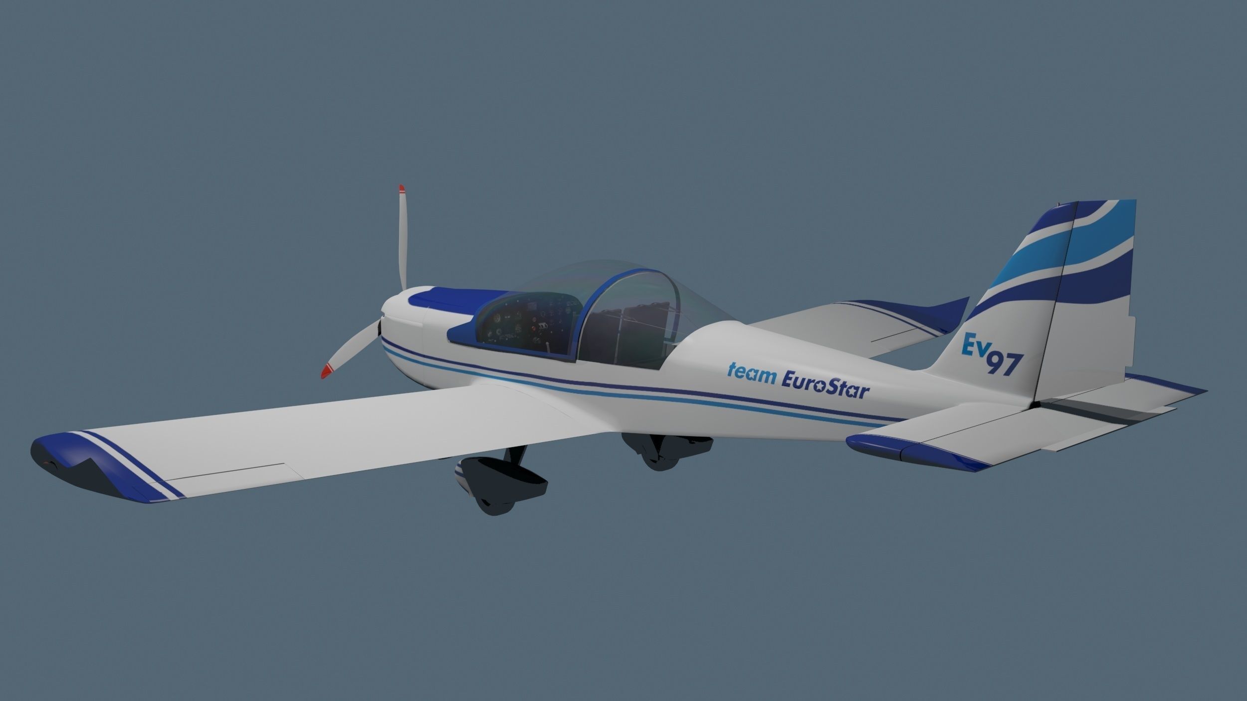 Evector EV 97 ultralight aircraft low-mid poly 3d model Low-poly 3D model_8