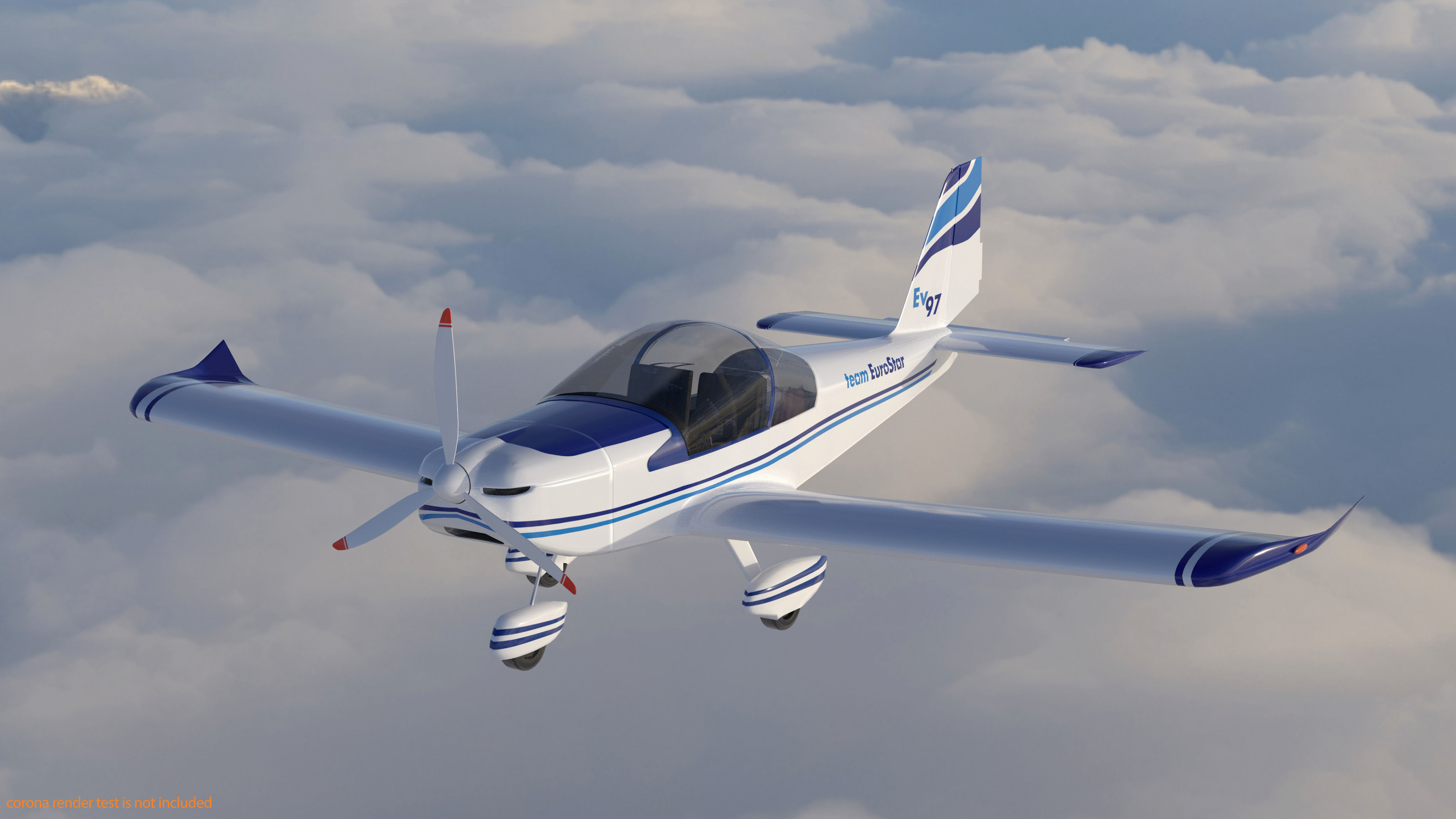 Evector EV 97 ultralight aircraft low-mid poly 3d model Low-poly 3D model_1