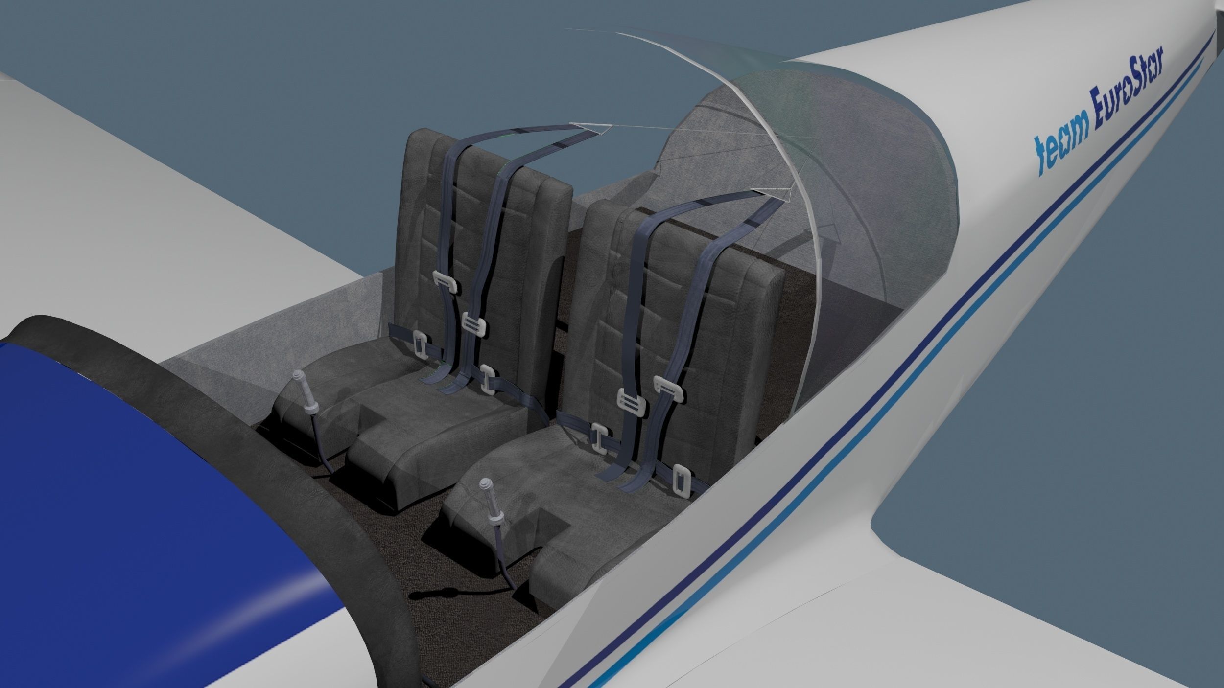 Evector EV 97 ultralight aircraft low-mid poly 3d model Low-poly 3D model_7