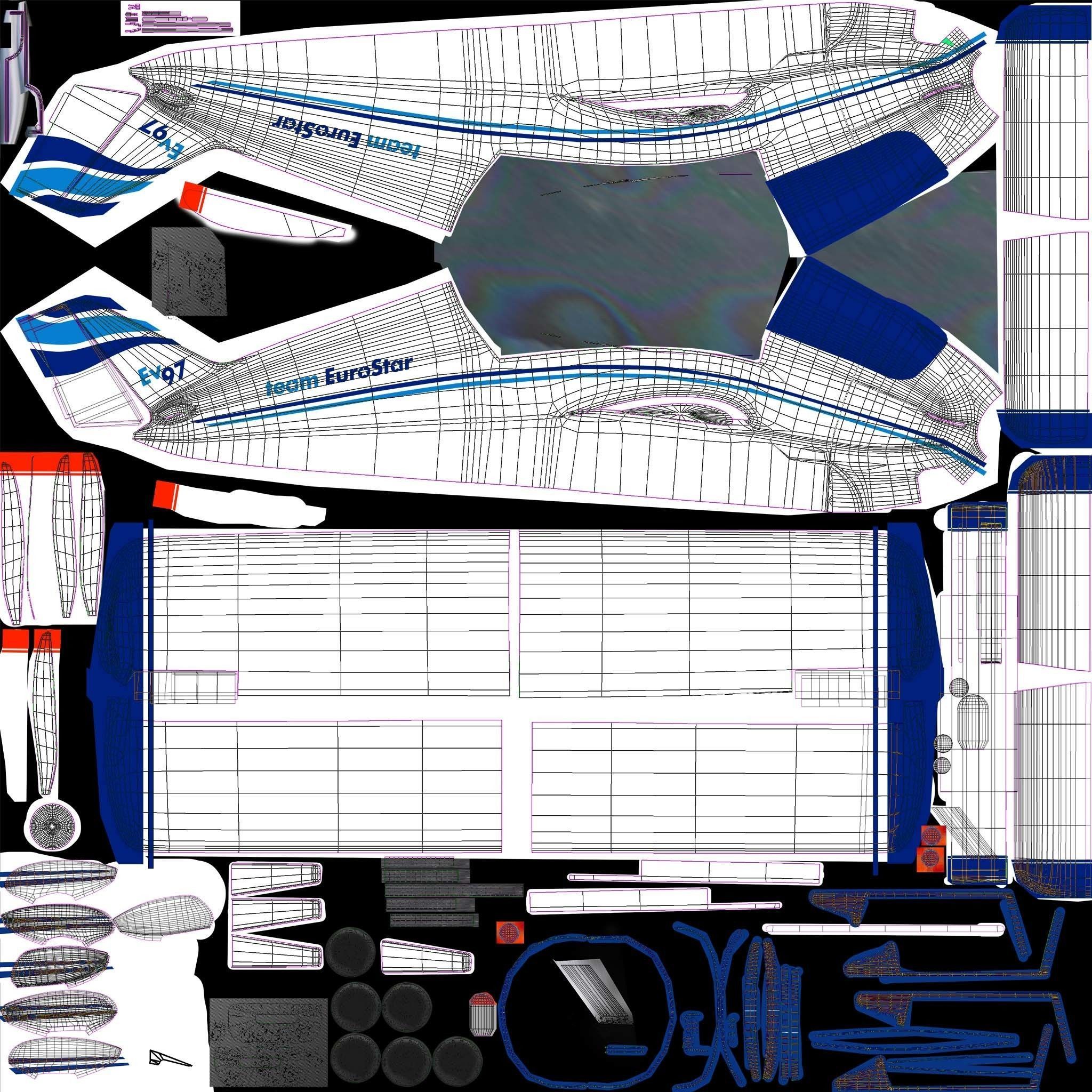 Evector EV 97 ultralight aircraft low-mid poly 3d model Low-poly 3D model_11