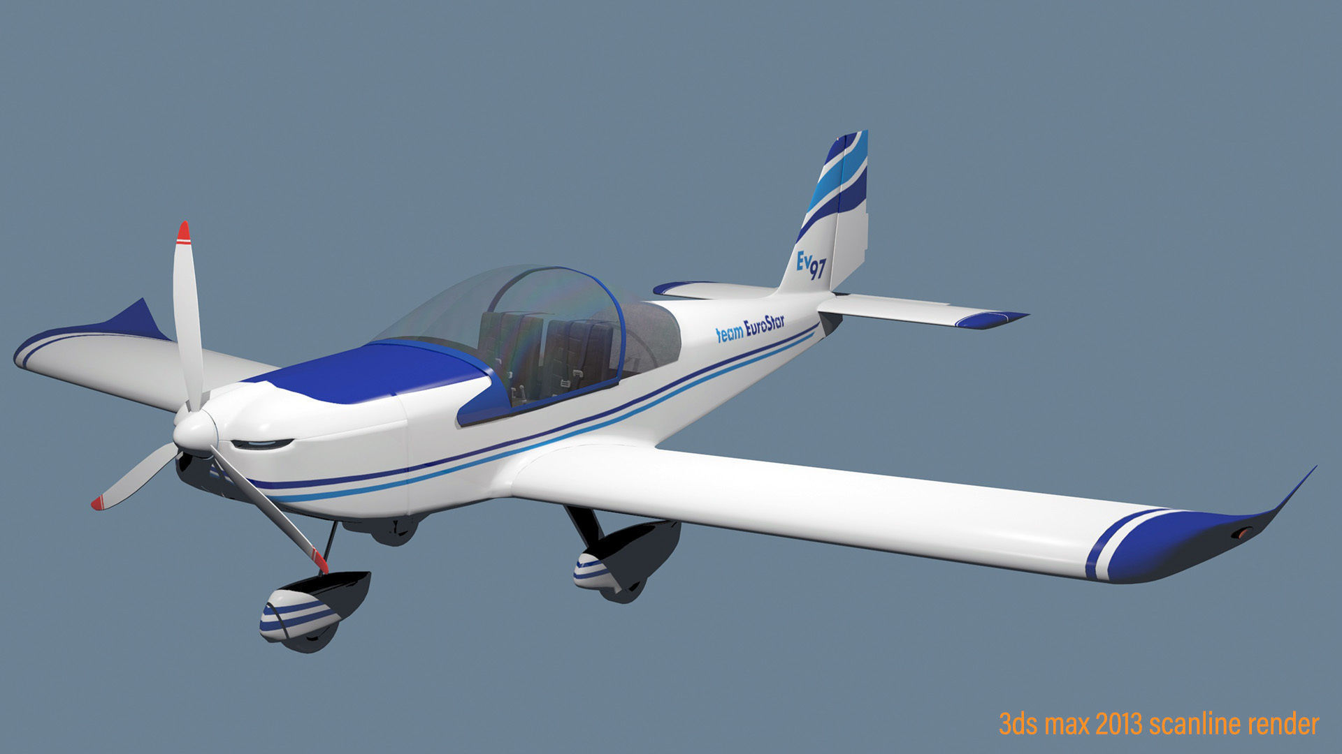 Evector EV 97 ultralight aircraft low-mid poly 3d model Low-poly 3D model_23