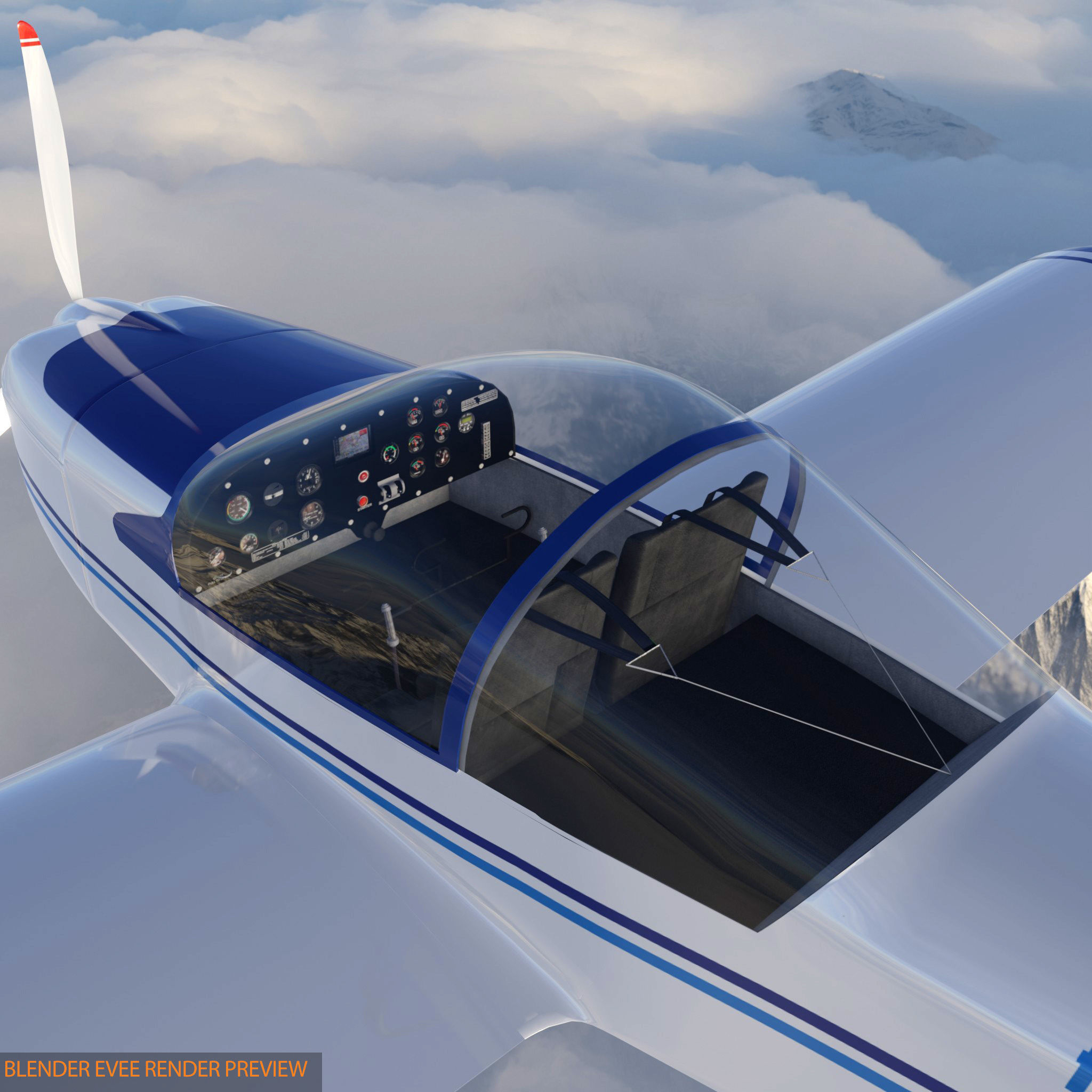 Evector EV 97 ultralight aircraft low-mid poly 3d model Low-poly 3D model_4