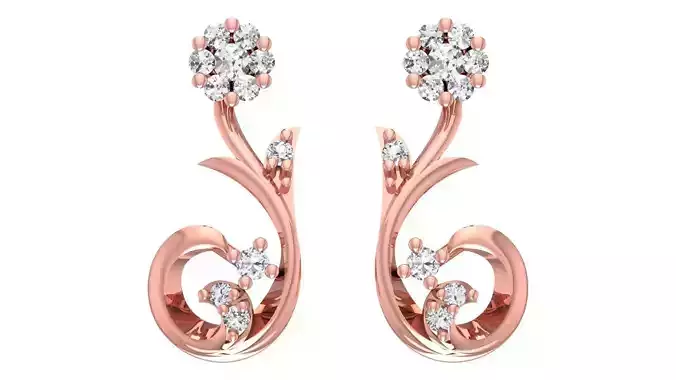 Women Diamond Earrings 3dm STL OBJ FBX Renders Details
