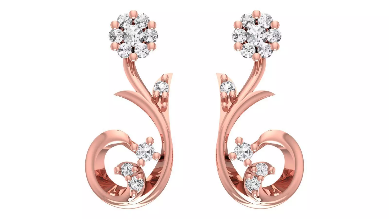 Women Diamond Earrings 3dm STL OBJ FBX Renders Details 3D print model