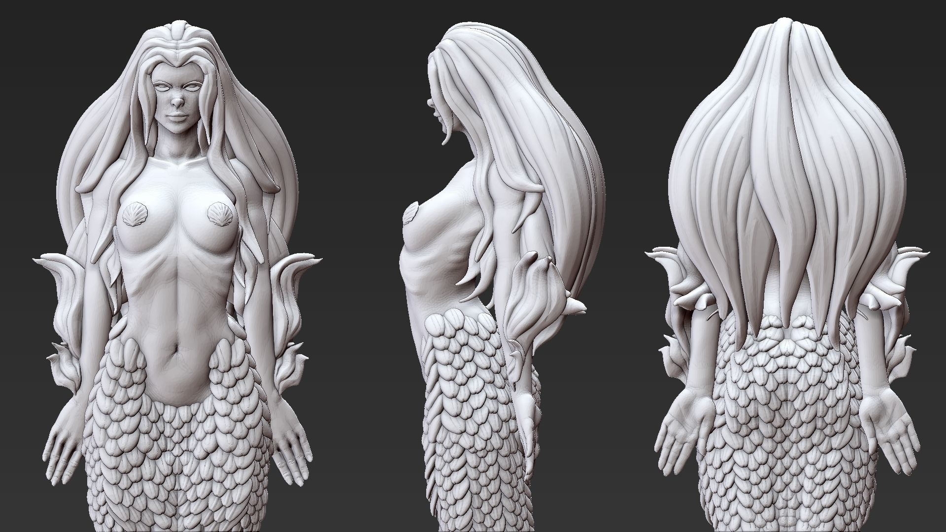 Mermaid figurine on table 3D print model_6