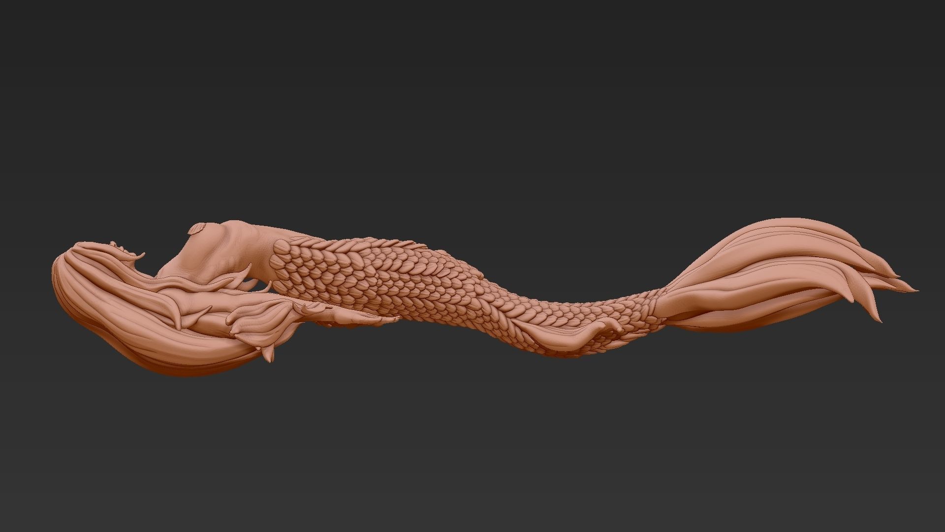 Mermaid figurine on table 3D print model_3