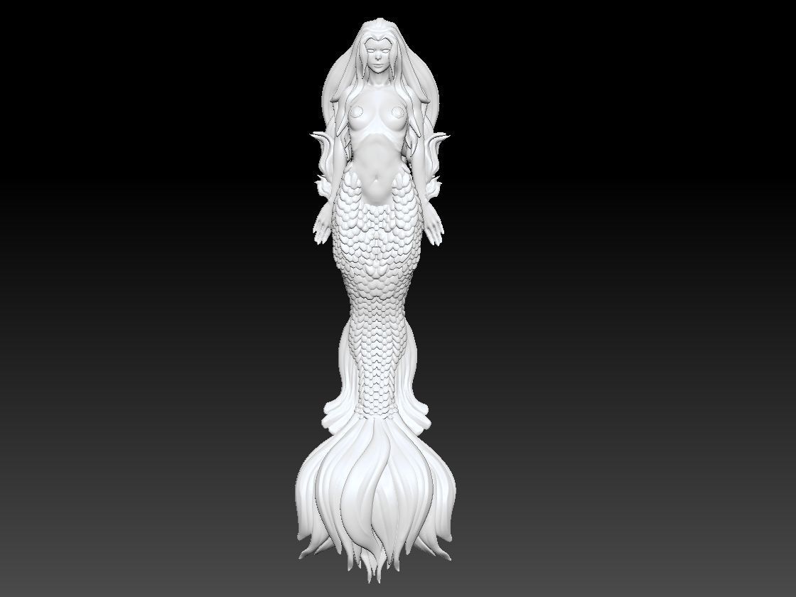 Mermaid figurine on table 3D print model_7