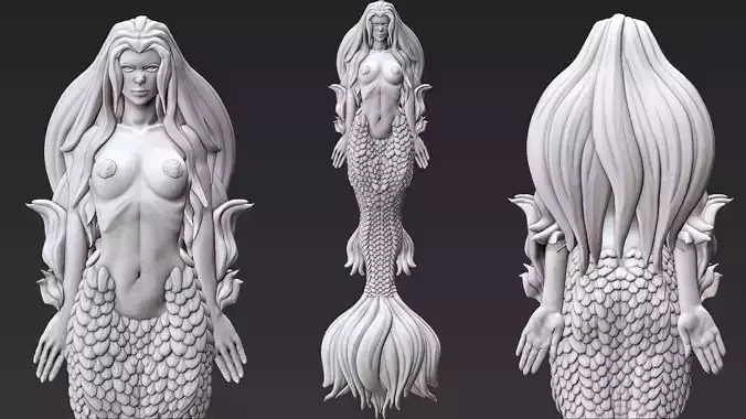 Mermaid figurine on table 3D print model