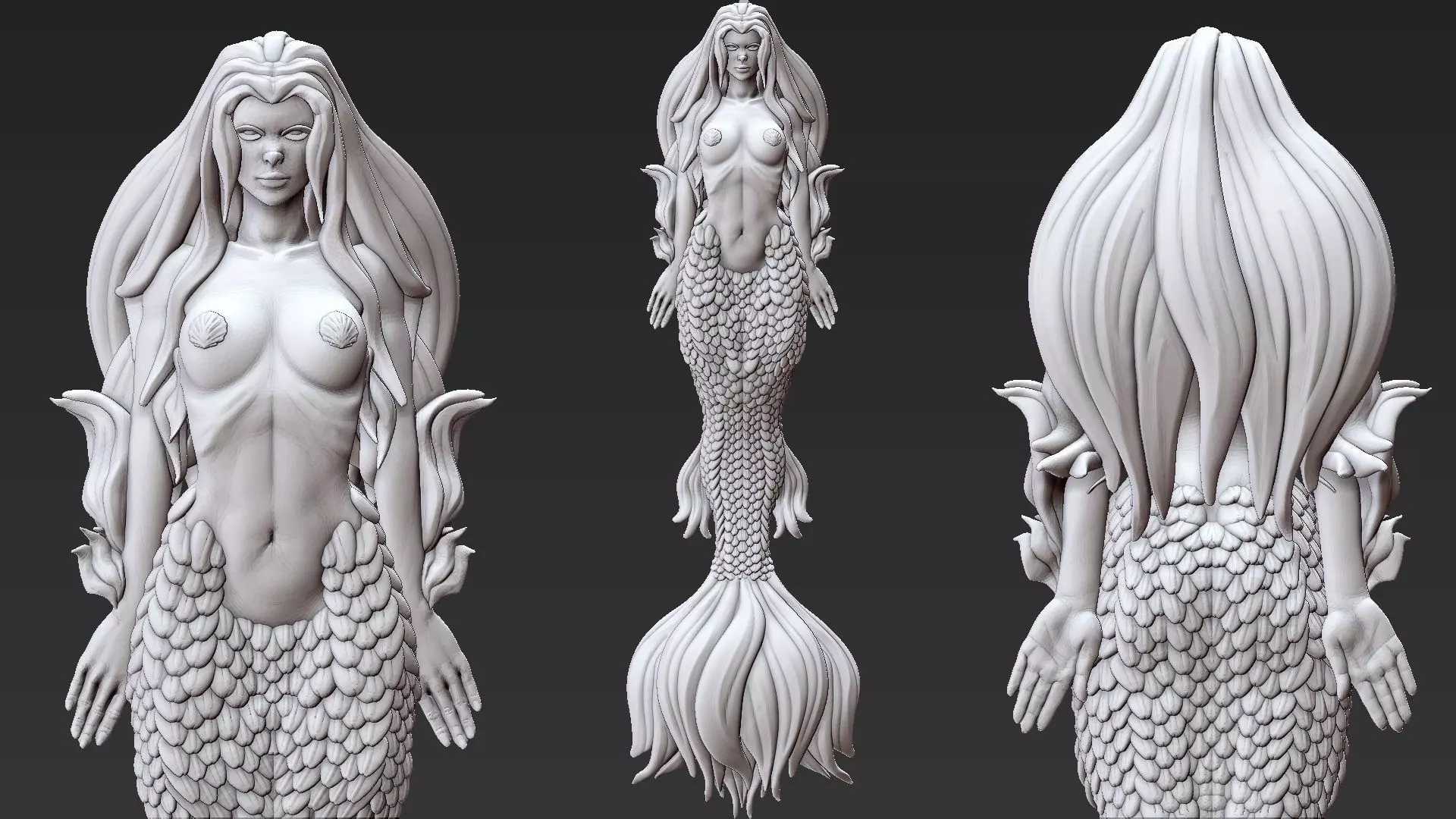 Mermaid figurine on table 3D print model_0