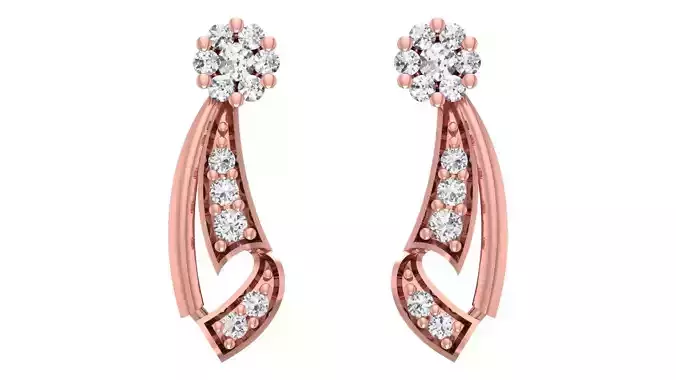 Women Diamond Earrings 3dm STL OBJ FBX Renders Details