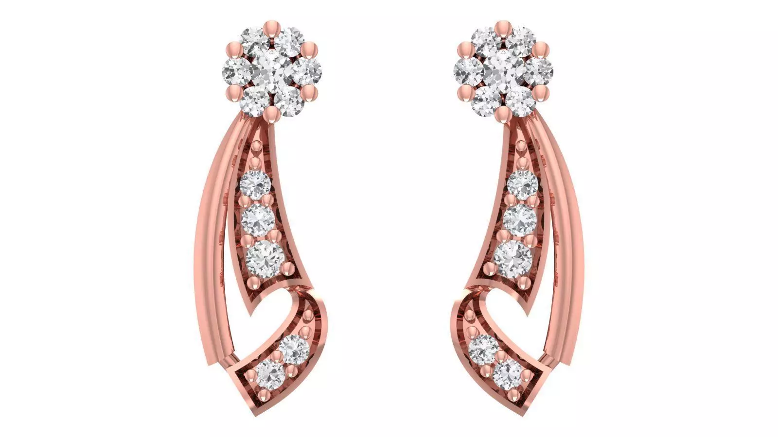 Women Diamond Earrings 3dm STL OBJ FBX Renders Details 3D print model