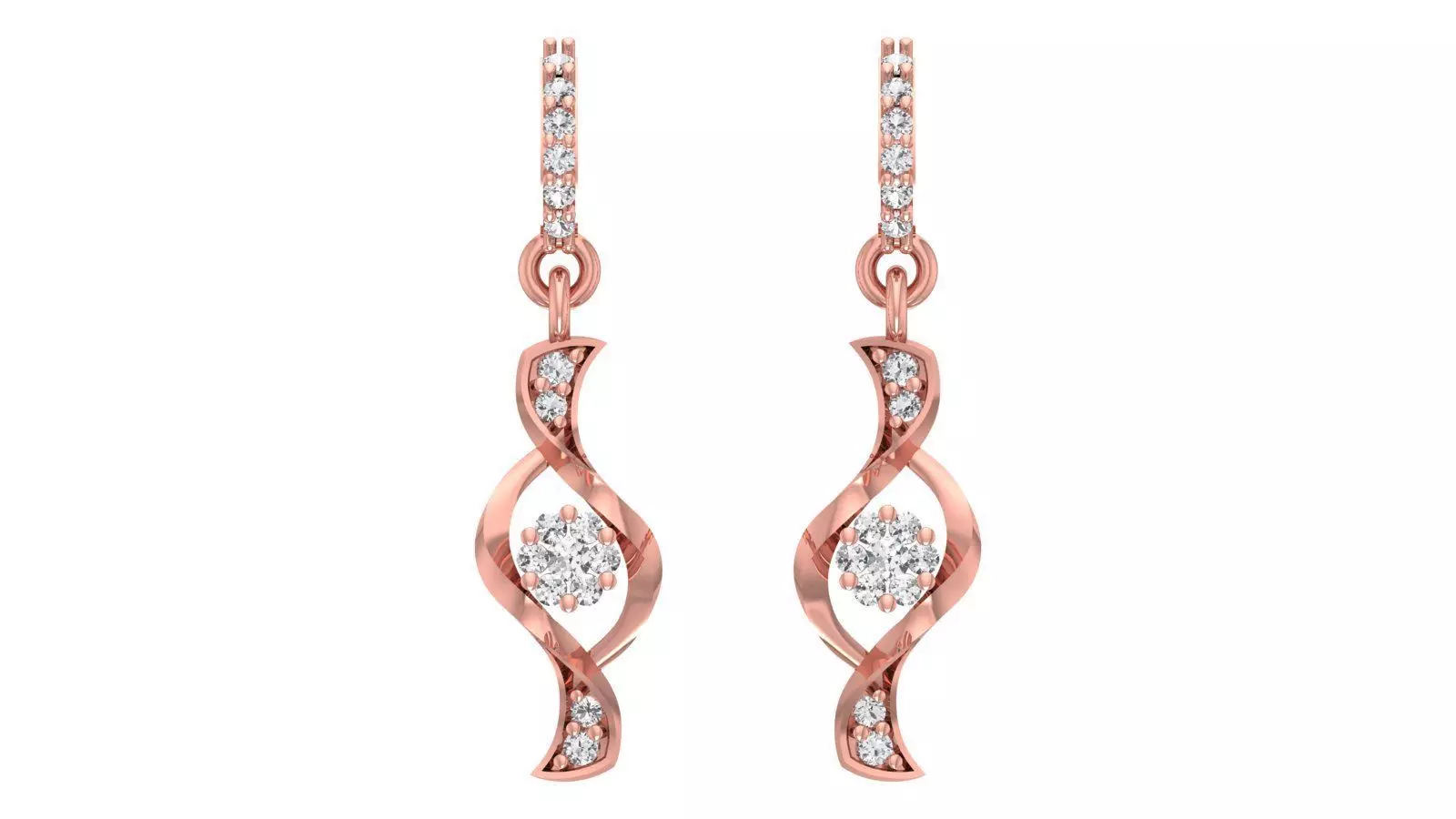 Women Diamond Earrings 3dm STL OBJ FBX Renders Details 3D print model_0