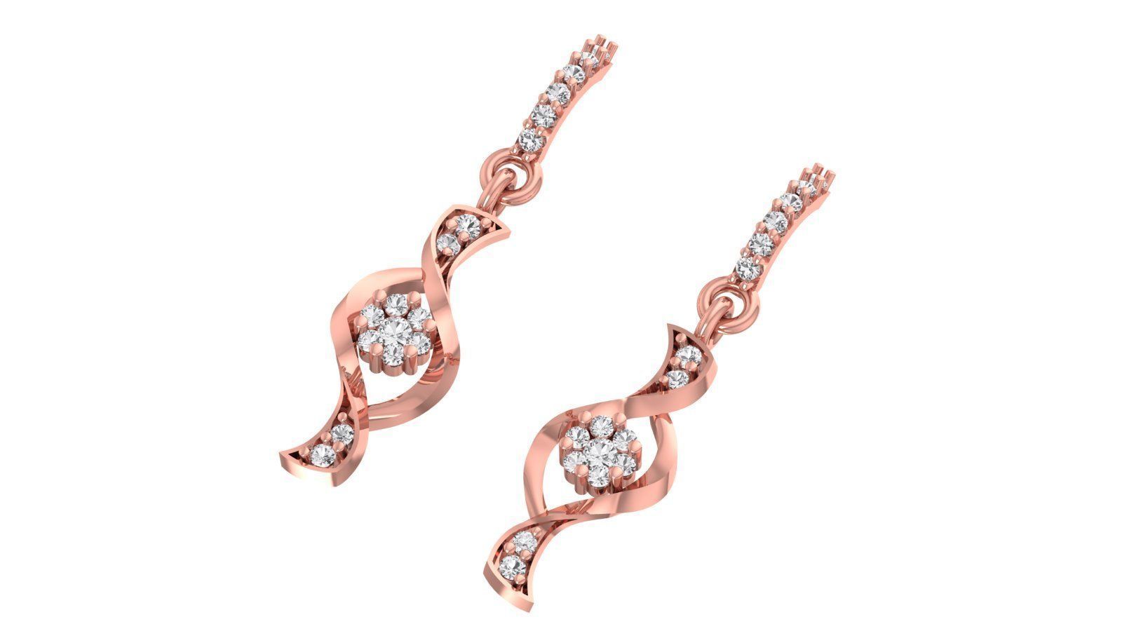 Women Diamond Earrings 3dm STL OBJ FBX Renders Details 3D print model_2