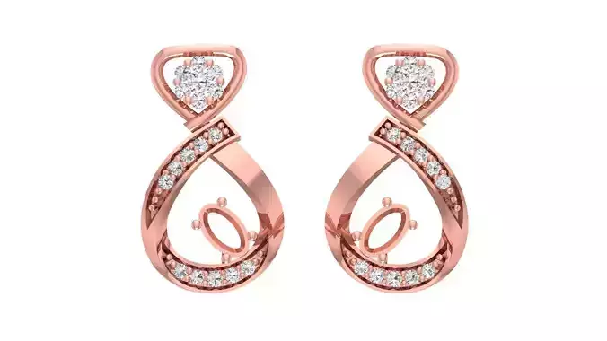 Women Diamond Earrings 3dm STL OBJ FBX Renders Details