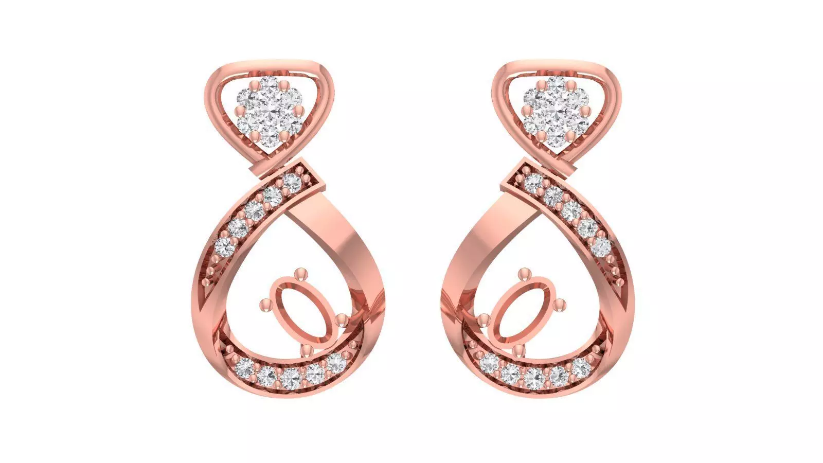 Women Diamond Earrings 3dm STL OBJ FBX Renders Details 3D print model