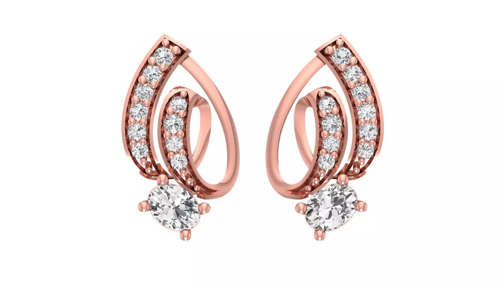 Women Diamond Earrings 3dm STL OBJ FBX Renders Details 3D print model
