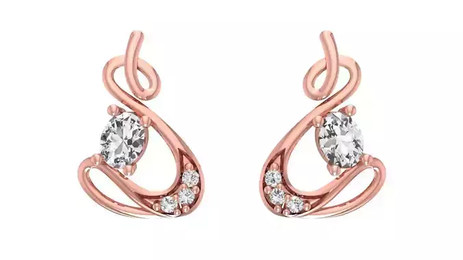 Women Diamond Earrings 3dm STL OBJ FBX Renders Details