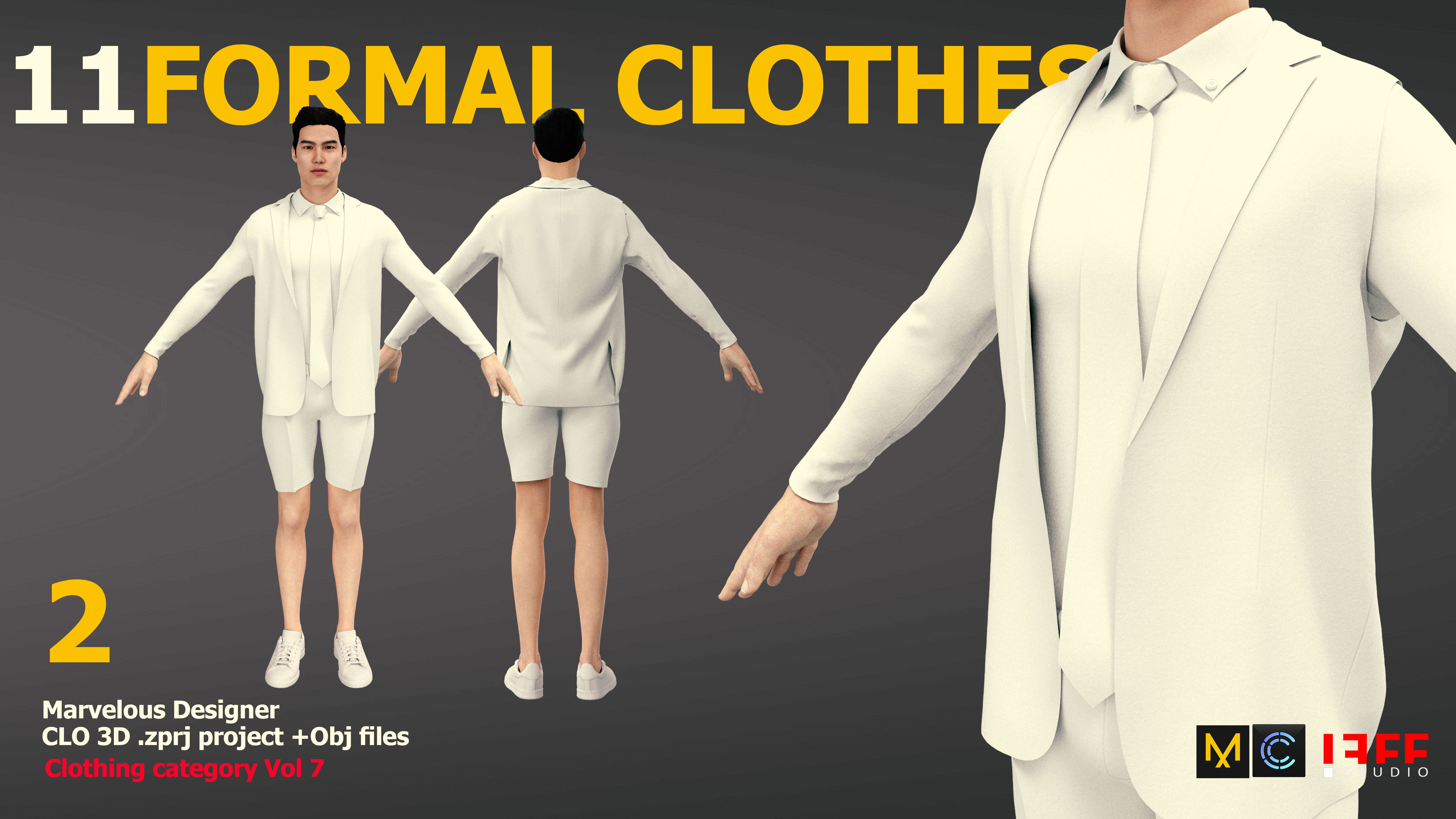 11 FORMAL CLOTHES  SUIT  PANTSUIT  UNIFORM Low-poly 3D model_4