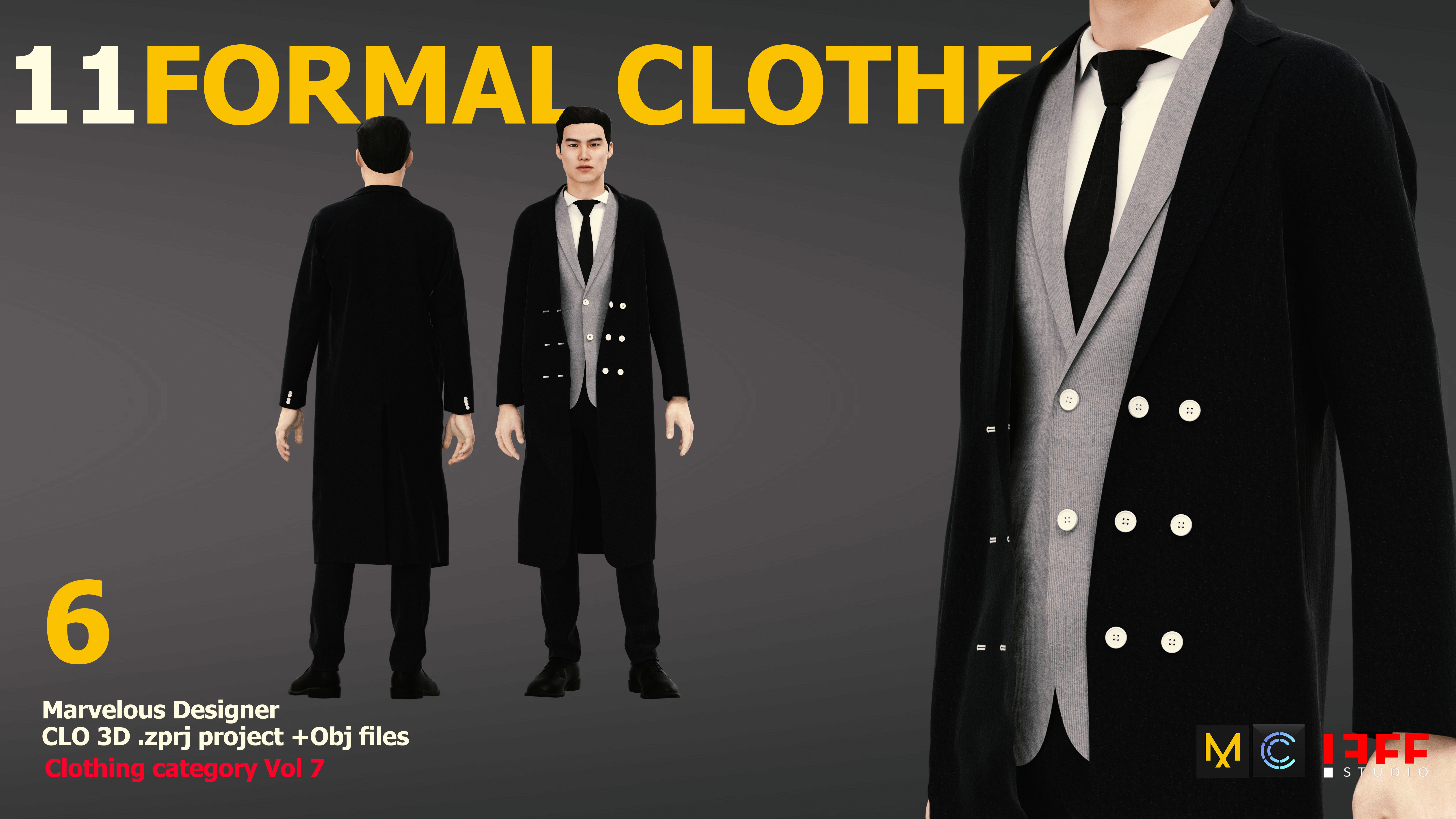 11 FORMAL CLOTHES  SUIT  PANTSUIT  UNIFORM Low-poly 3D model_8
