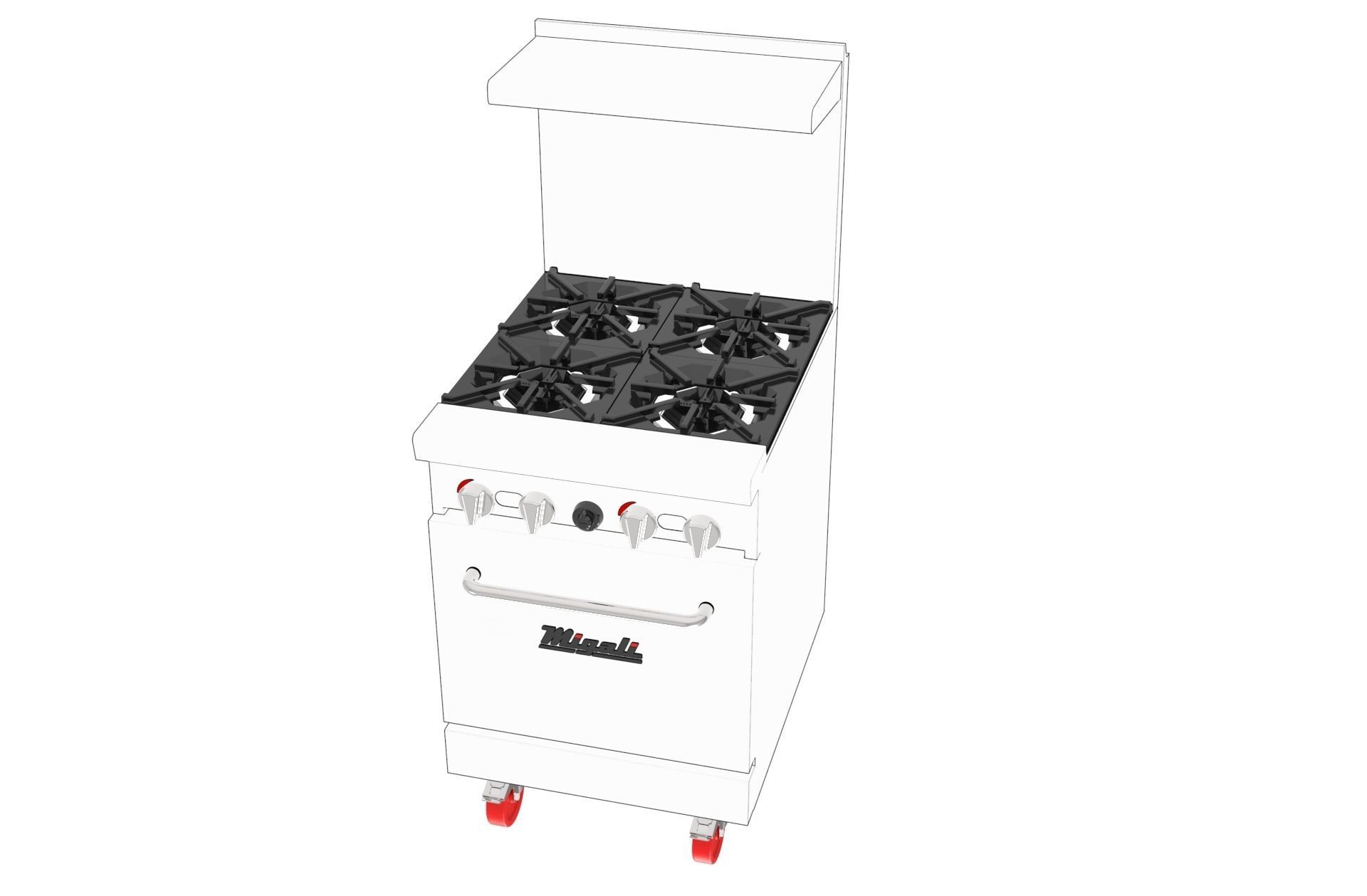 4 Burner Range  Oven Natural Gas 3D model_3