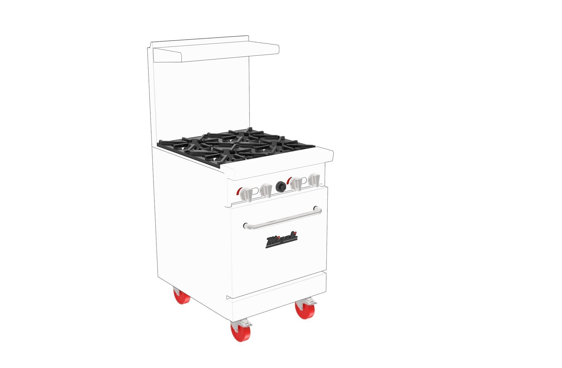 4 Burner Range  Oven Natural Gas 3D model_1
