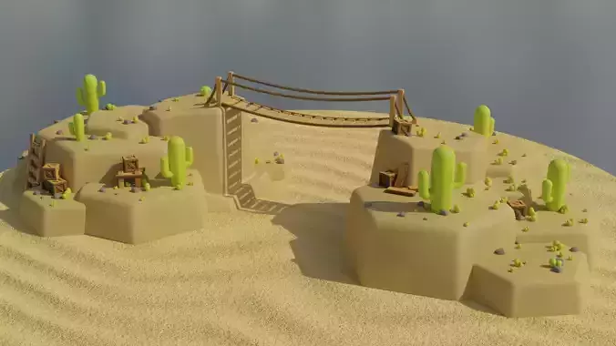 Stylized Desert Environment Pack Low-poly 3D model