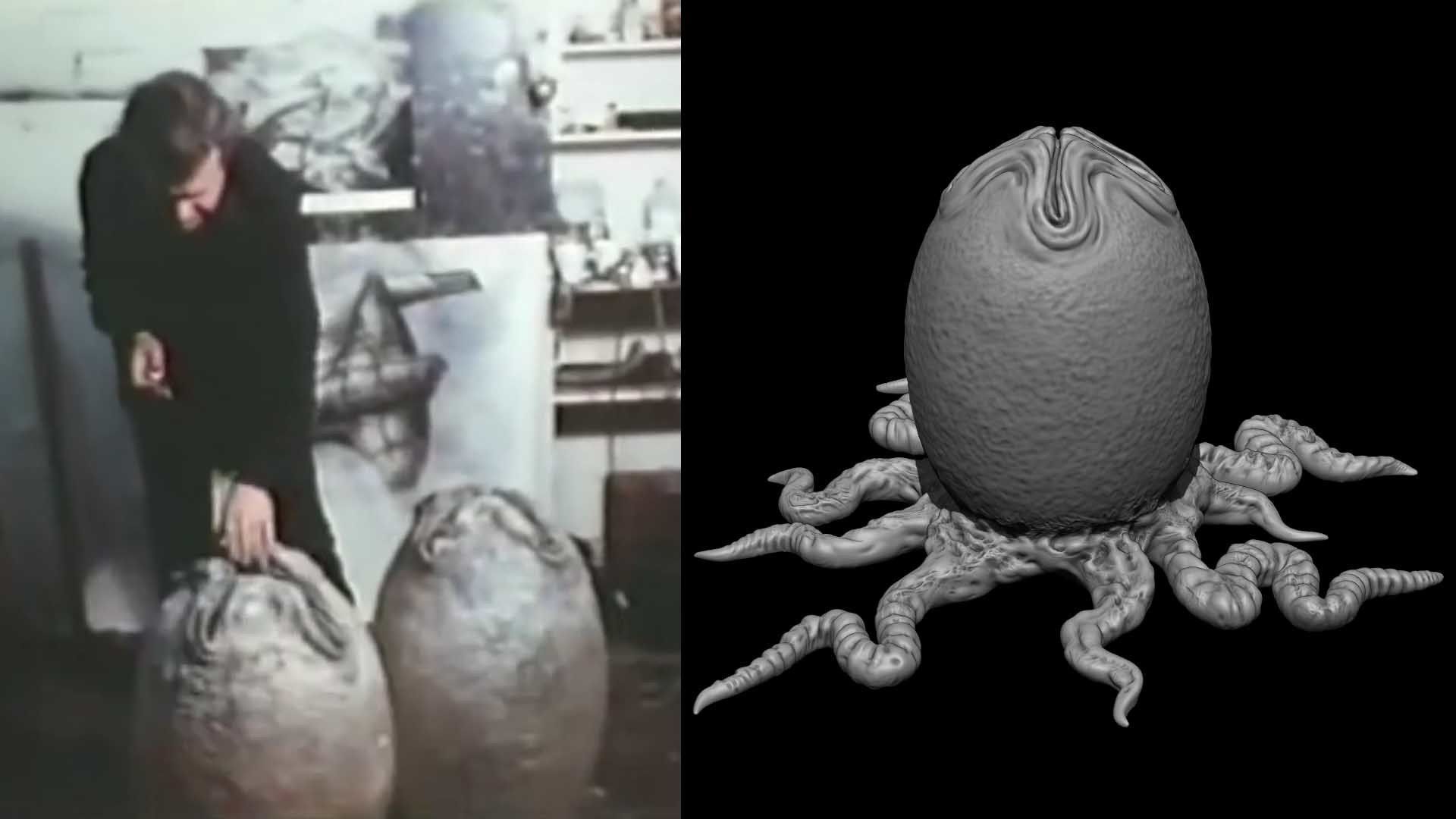 3D PRINTABLE ALIEN EGG OVOMORPH 1979 WITH ROOTS 3D print model_2
