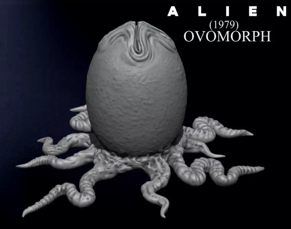 3D PRINTABLE ALIEN EGG OVOMORPH 1979 WITH ROOTS 3D print model_0